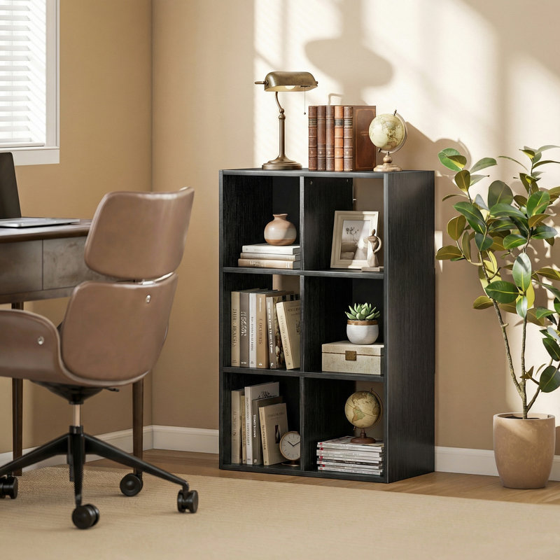 93cm H x 60cm W Particle Board Cube Bookcase, Black