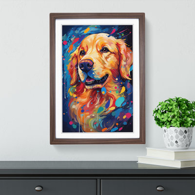 Golden Retriever Futurism Art - Framed Print