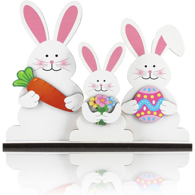 Lapin de Pâques, décorations de table en bois, décorations printanières, décor de table de lapin, ornement en forme d'œuf de campagne rustique, centre de table, centre de table amovible, plateau à niveaux
