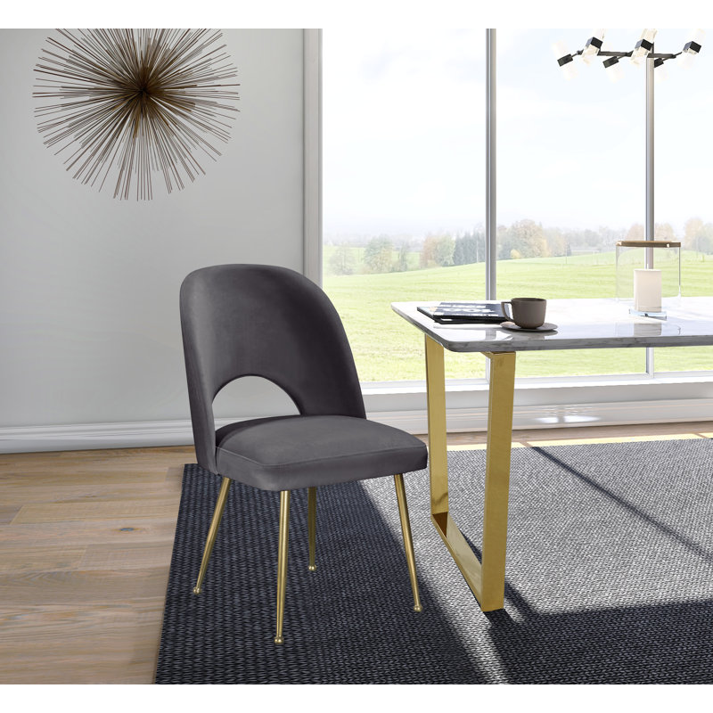 Chaise d'appoint Parnell, Velours gris