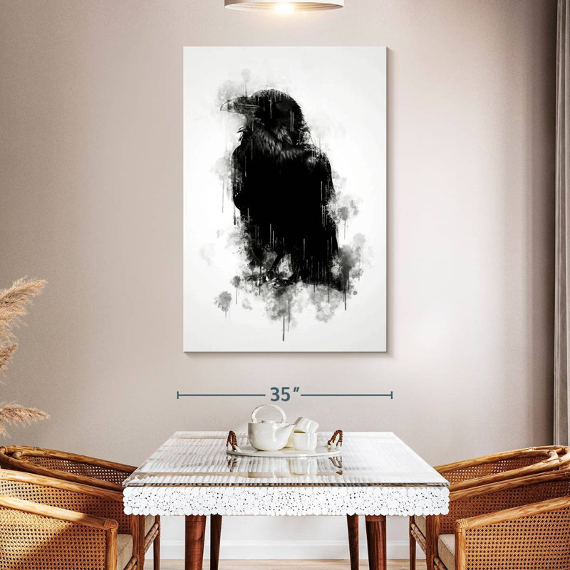 Brampt Crow Raven Black And White, 51" H x 34" W