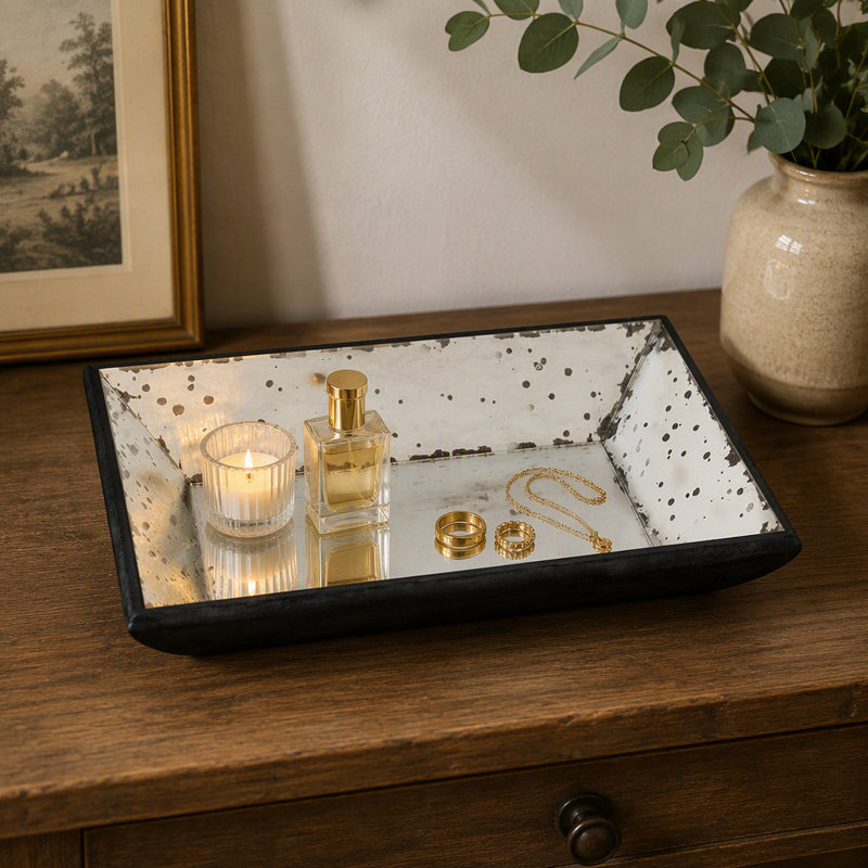 13x9x2" Waverly Mirrored Rectangle Tray(No Wall)