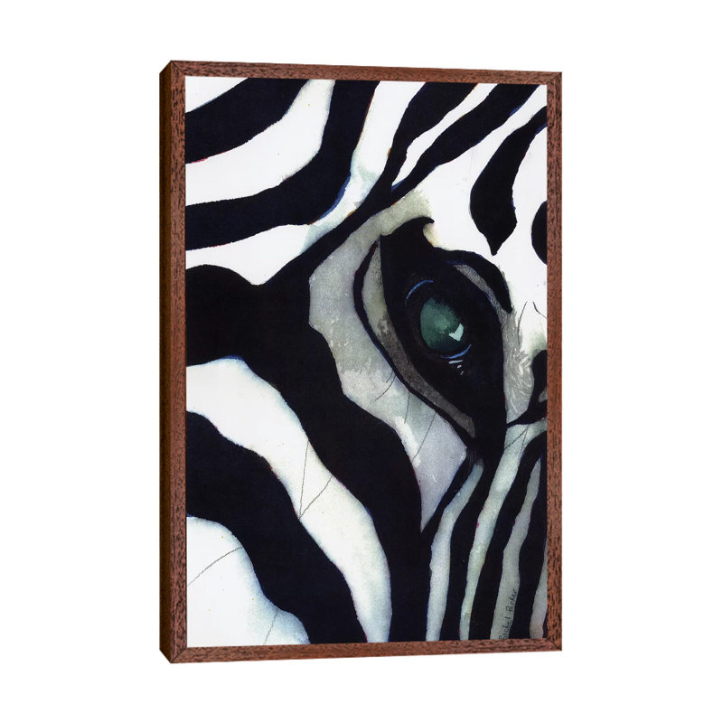 Zebra Thoughts by Rachel Parker - Painting on Canvas, Classic Brown Wood Framed, 66.04 cm H x 45.72 cm W