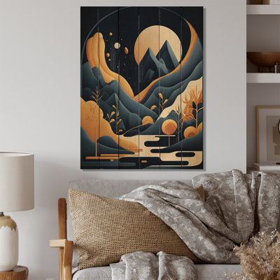 Pleine lune blanche sur les montagnes III - paysage montagnard, impression d'art mural