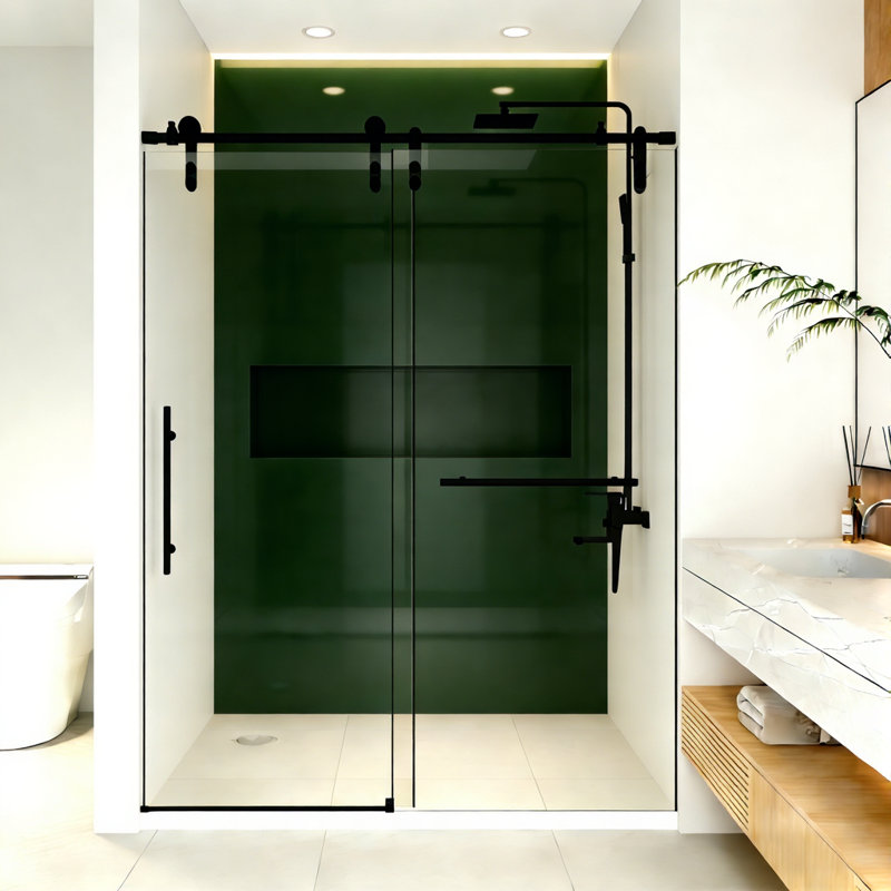 44-48"W x 76" H Frameless Sliding Shower Door with 5/16" (8mm) Clear Tempered Safety Glass, 44" - 48" W