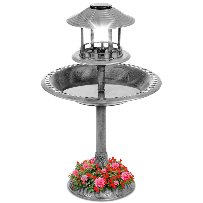 Bain solaire pour oiseaux avec base et pot d'alimentation, Vert