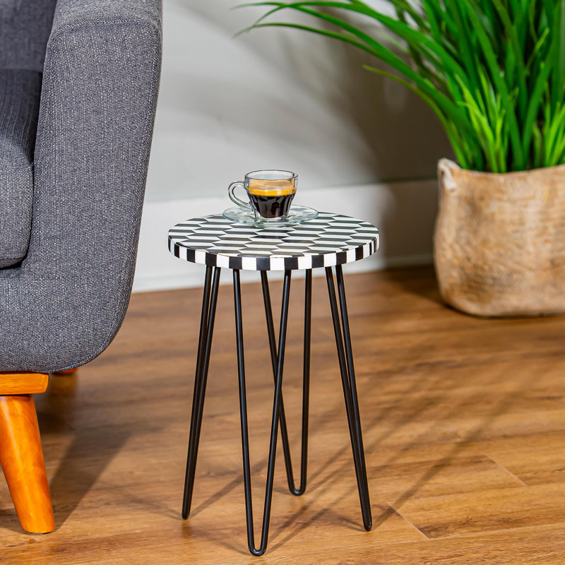 Checkered Plant Stand with Metal Legs
