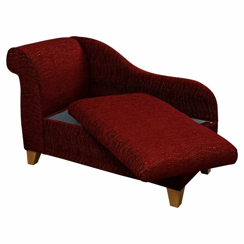 Upholstered Chaise Lounge, Red