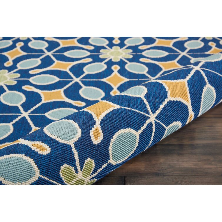 Miles Kimball Anti-Slip Indoor Outdoor Rug - Blue - 24x72