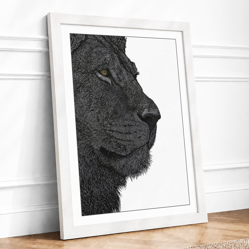 Dignified Lion Minimalist - Print, A4 - 29.7 x 21.0 cm, White