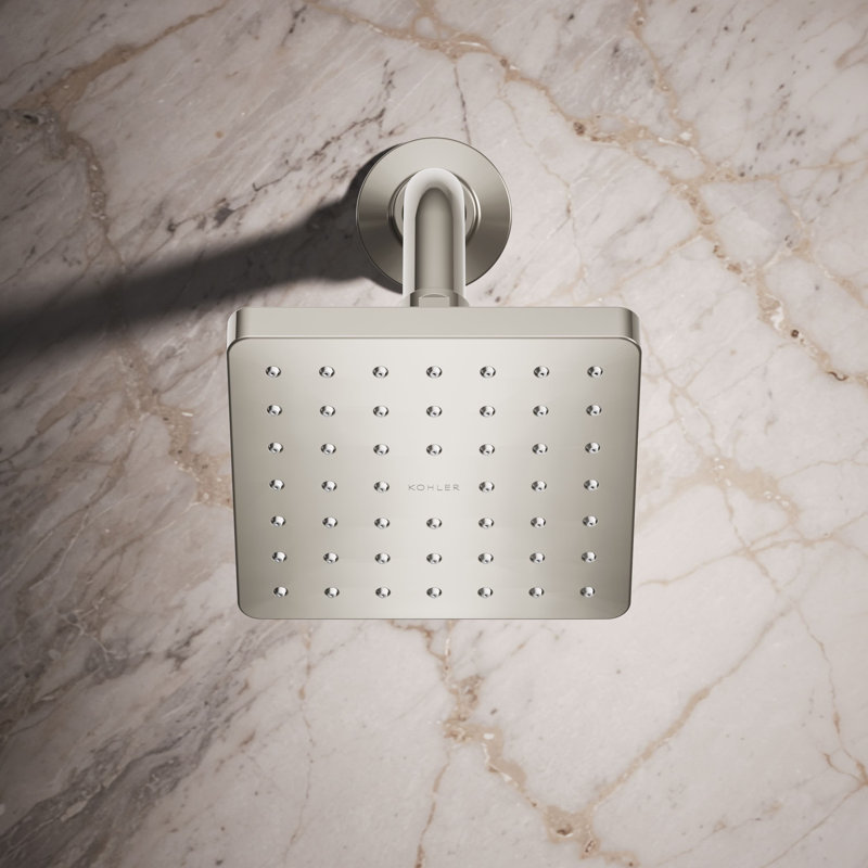 Parallel Single-Function Square Showerhead, Shower Head with One Spray, 2.5 GPM, Polished Nickel