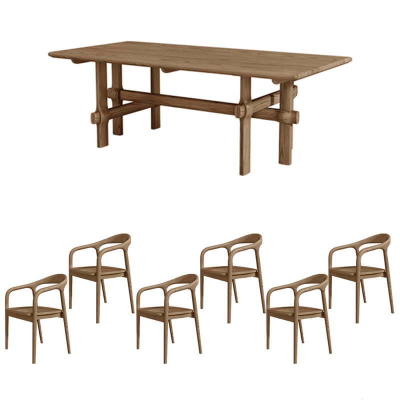 Ensemble de table de salle à manger unique en bois massif de frêne, H 29,92 po x L 70,87 po x l 35,43 po