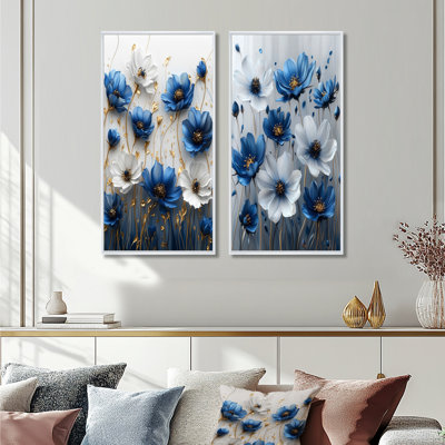 "Meadows of Blue Cornflowers III" - ensemble d'art mural 2 pièces
