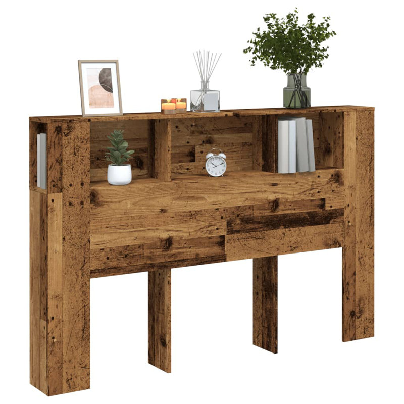 17 Stories Headboard Cabinet Engineered Wood, Kingsize (5'), Old Wood