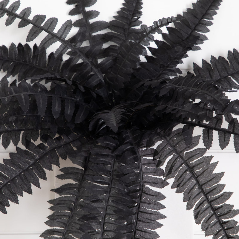 Autumn Artificial Fall Boston Fern - Set Of 6, Black