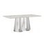 Table de salle à manger en marbre pour 6 personnes, table de salle à manger rectangulaire 70 po avec base en acier inoxydable à finition miroir-254673279-254673264