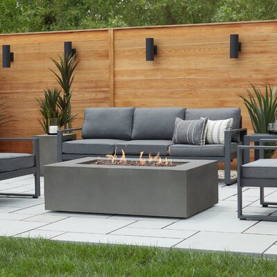 Baltic 15.5"" H x 50.5"" W Concrete Natural Gas Outdoor Fire Pit Table with Lid -  Real Flame, 9750NG-GLG