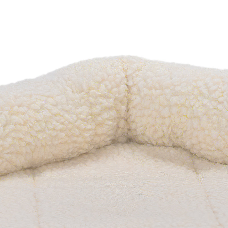 Faux Lambswool Crate Bolster Pet Bed, Small (18" W x 24" D x 2.25" H), Cream