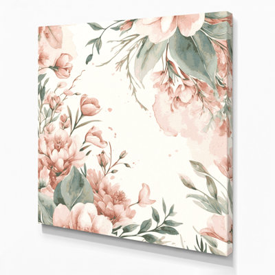 "Watercolor Floral 1", art mural sur toile beige