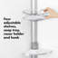 Serviteur de douche extensible avec tablettes réglables - Poteau en aluminium anodisé antirouille - Installation sans outil - Plateaux amovibles pour un nettoyage facile