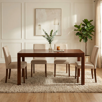 Ntc Flow 55 Inch Modern Design, Rectangular Dinner Table For Dining Room, Living Room Furniture, Effortless Assembly, Dark Walnut