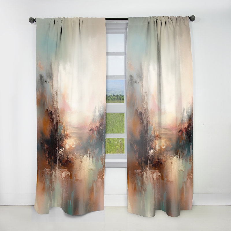 Rideau brun nature abstraite I - Rideau moderne - Velours obscurcissant - 1 panneau, L 52 po x L 84 po