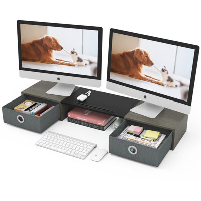 Extra Large Storage Monitor Stand for 2 Monitors