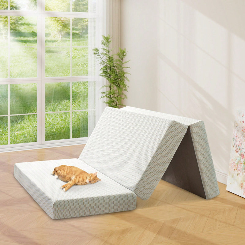 6" Tri-Fold Memory Foam Mattress, Portable Folding Murphy Bed Mattress With Removable Washable Cover & Free Storage Bag, King