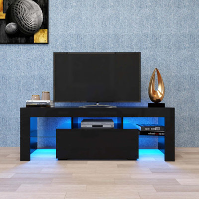 Meuble télé noir avec lumières DEL RVB