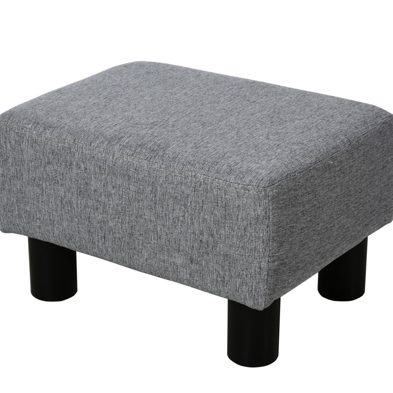 Foot Rest, Gray Linen Upholstery And Trustworthy Plastic Legs For Living Room Style Rest In Gray, Fabric Stable Home