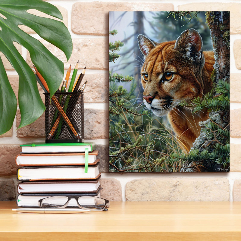 Bungalow Rose «Portrait of a Mountain Lion» par Momart, art mural sur toile, H 16 po x l 12 po x P 0,75 po