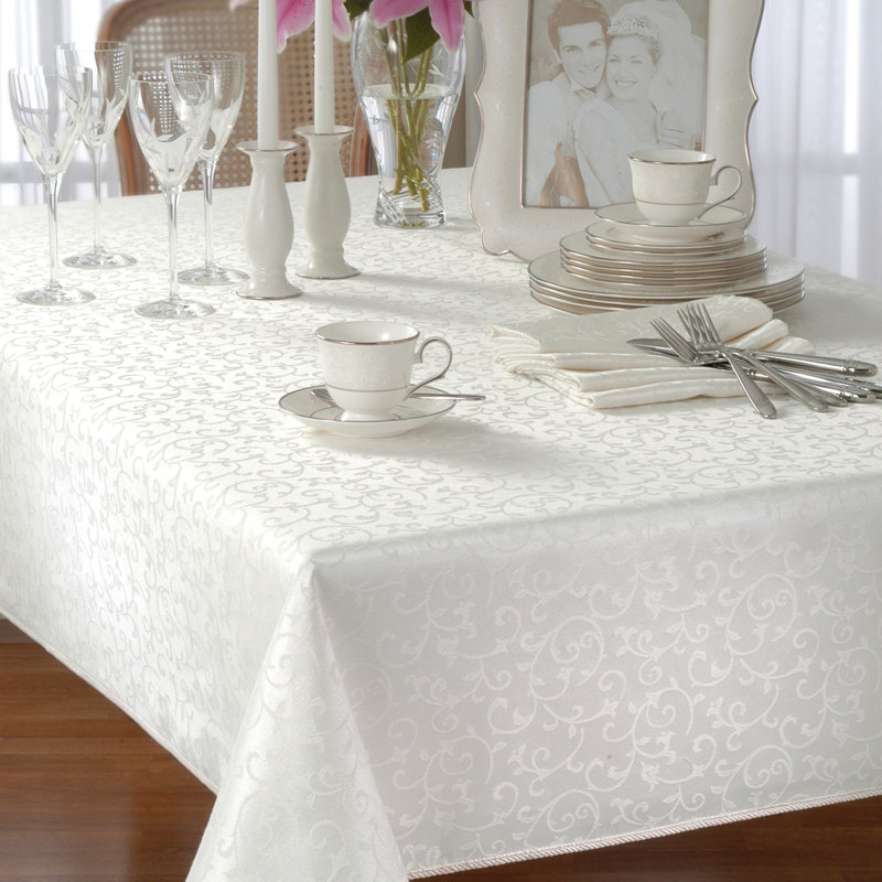 Lenox Opal Innocence Tablecloth, 120" L x 60" W, White