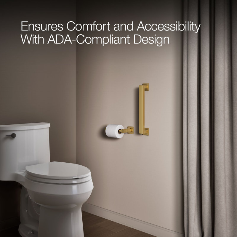 Square Metal Grab Bar for Shower, Bathroom Safety Grab Bar, Tub Rail, 12" W, Vibrant Brushed Moderne Brass