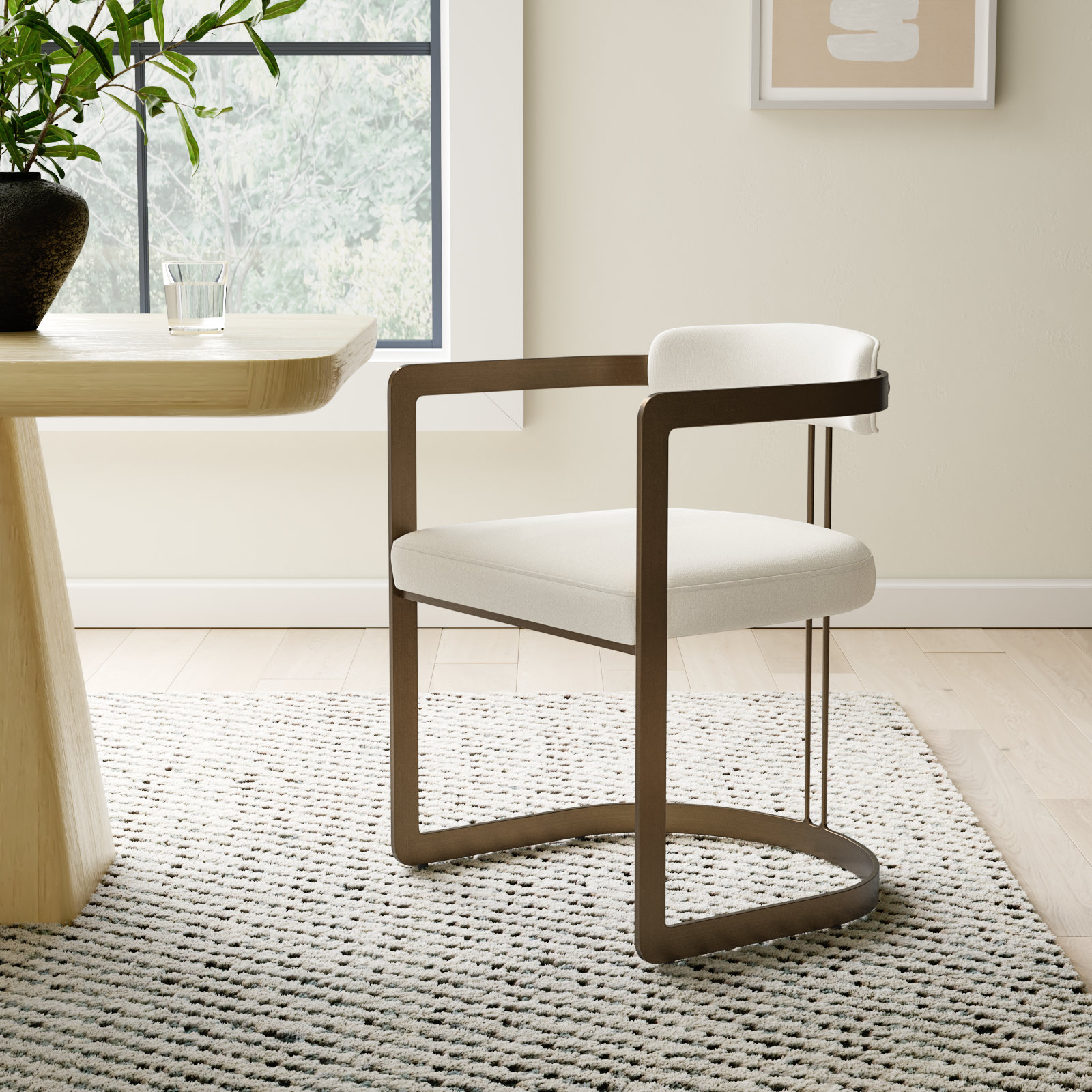 Bradley Linen Armchair, Cream, Gold