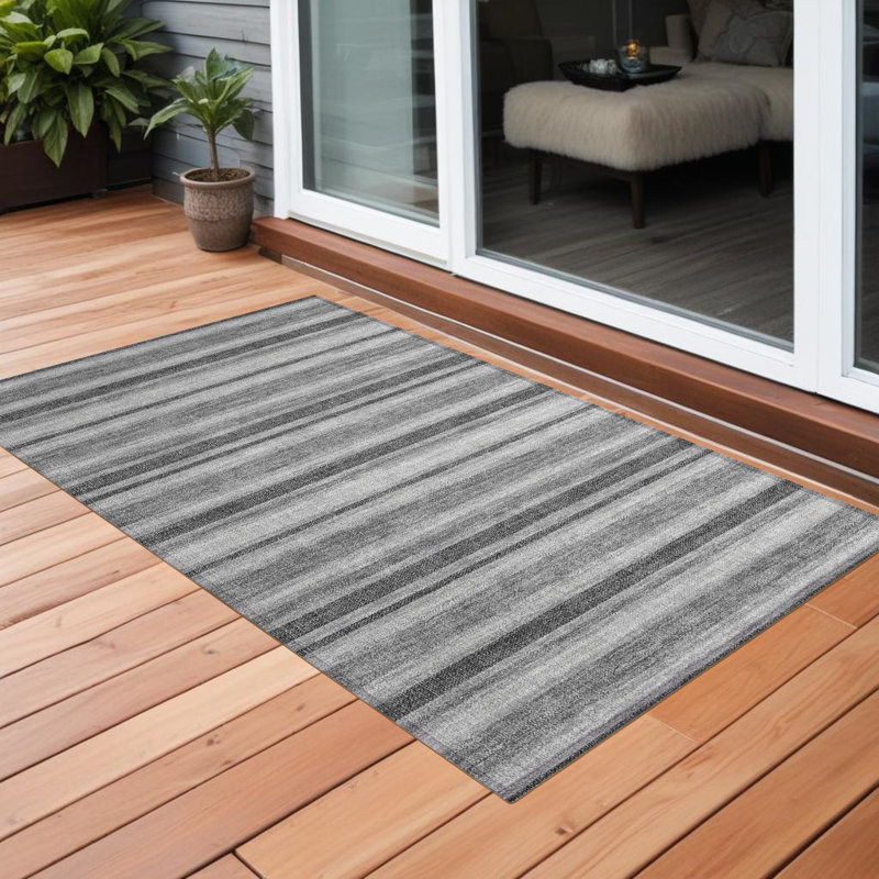 Tapis intérieur antidérapant à rayures grises et noires 2 pi x 3 pi