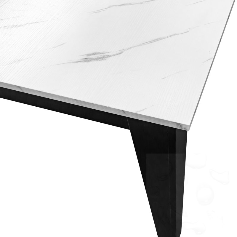 Large Extendable Dining Table, White&Black / Black