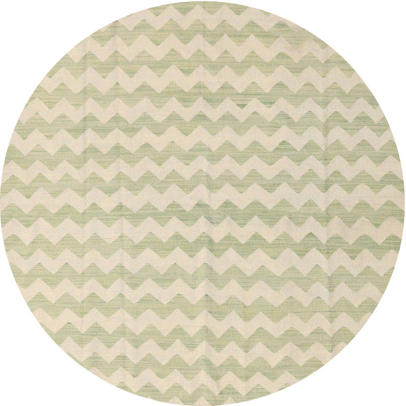 Tapis à chevrons beige / gris, Rond 8 pi
