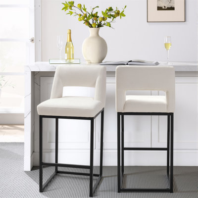 26" Upholstered Counter Barstool With Low Back And Metal Frame Modern Kitchen Island Seating
