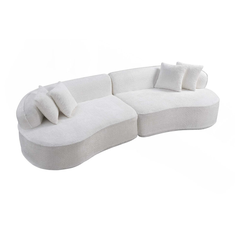 Canapé modulaire moderne en forme de L avec structure éponge et ressorts ensachés, tissu Boucle de qualité supérieure, aucun assemblage requis pour le salon et les appartements