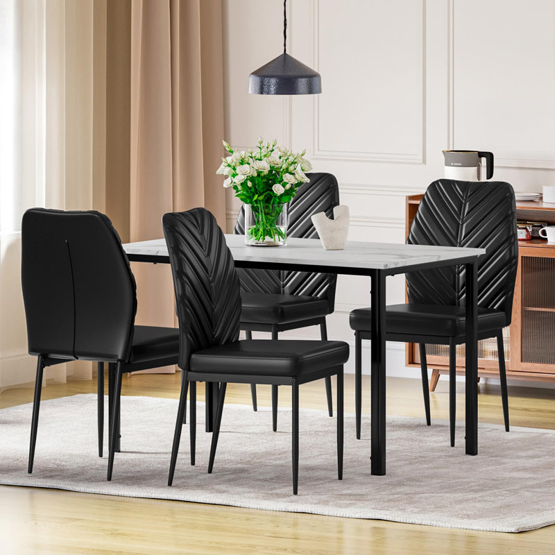 4 - Person Dining Set, White, Black