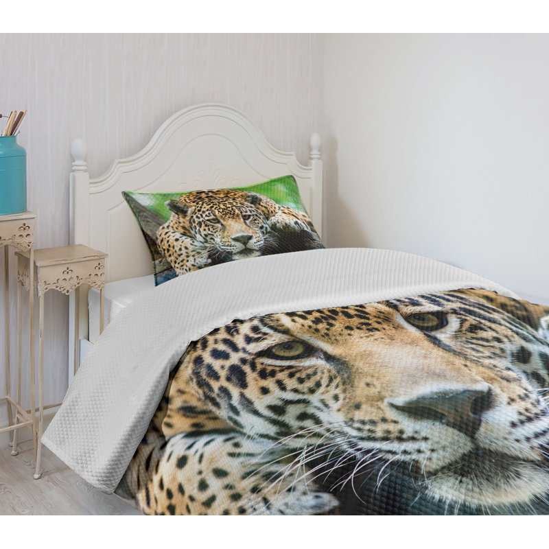 White Quilted Twin Bedspread Set with Pillow Sham