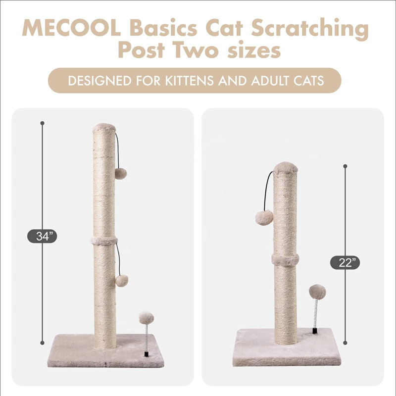 Poteau à griffes pour chat H 22 po Mecool Premium Basics, Beige