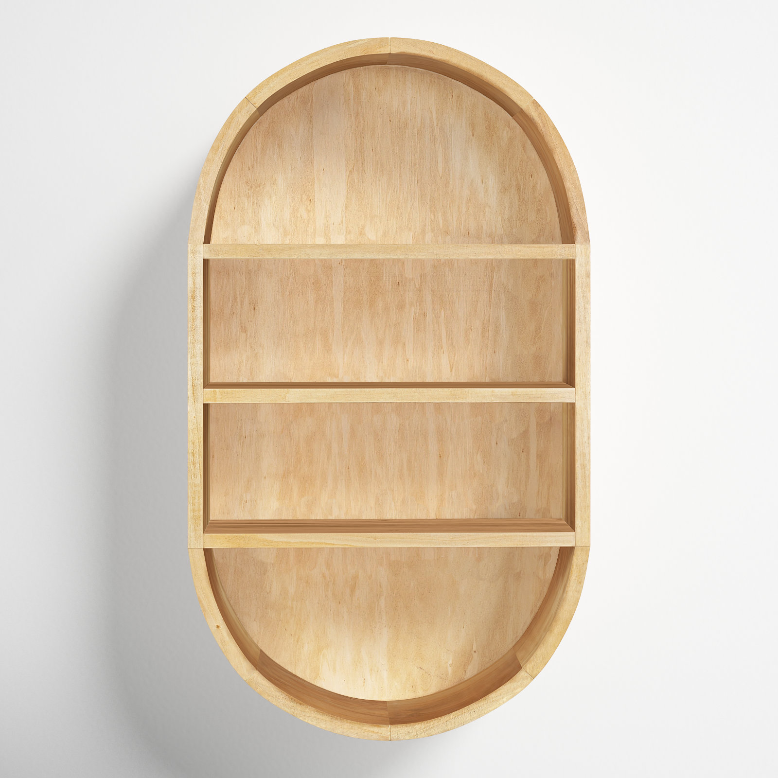 Minx Oval Solid Mango Wood Accent Wall Shelf, Natural