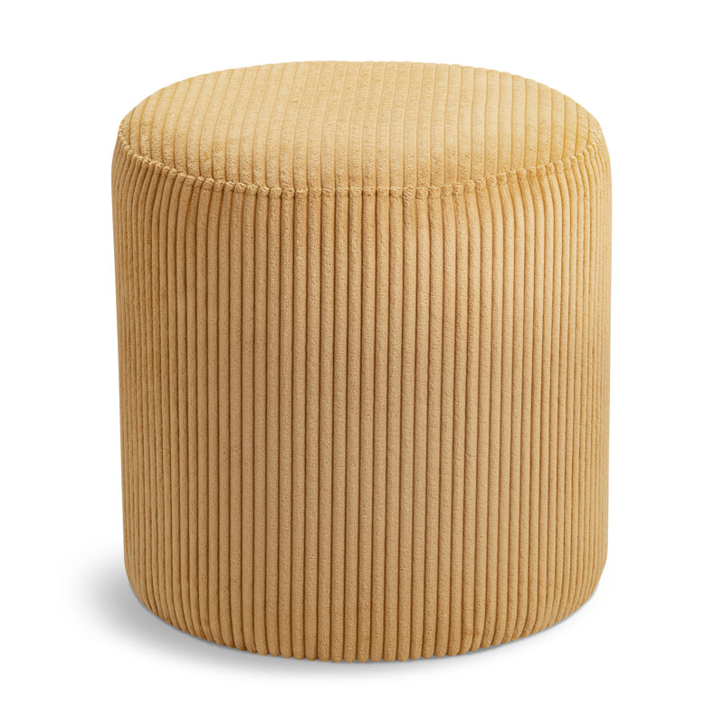 Roy Baber Upholstered Ottoman, Yellow Microsuede Fabric