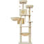 Arbre à chat pour chat, peluche pour chat à plusieurs niveaux avec 12 poteaux à griffer, 2 perchoirs, 2 grottes, hamac, 2 pompons, tableau à gratter pour chats d'intérieur - MS023LM beige