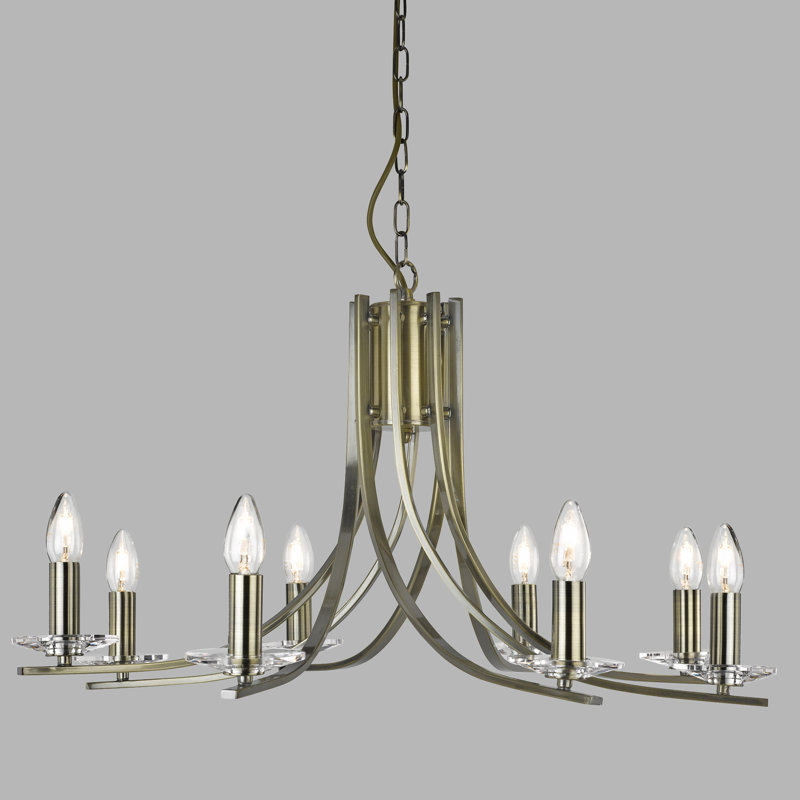 Pamelia 8 - Light Candle Style Chandelier, Antique Brass