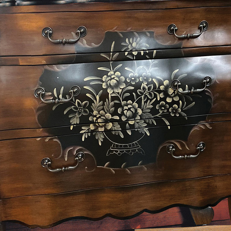 Commode 3 tiroirs en chêne et noir antique