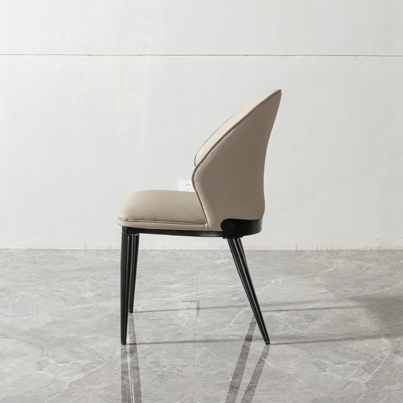 Dining chair PU with unique design backrest set of 2