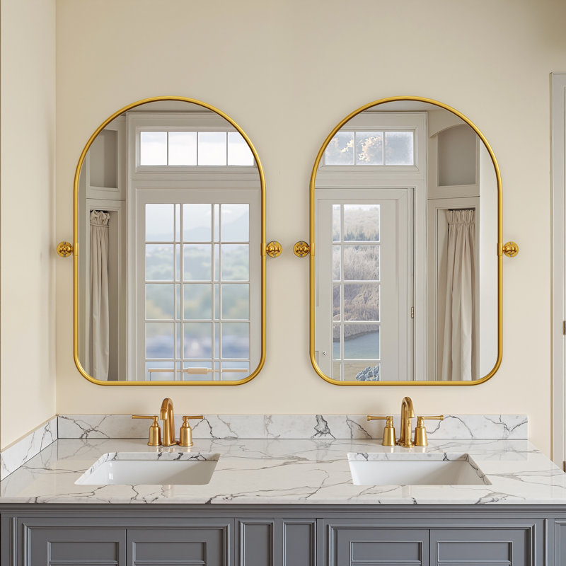 Quesenberry Arch Wall Mirror, 32'' x 23'', Gold