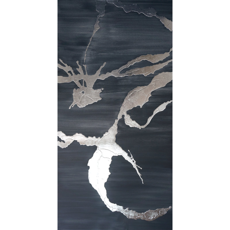 «Silver Silhouette II» par Beverly Fuller - peinture sur toile tendue, Peinture de verre peinte à la main
